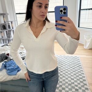 Chic White Long Sleeve Women's Top